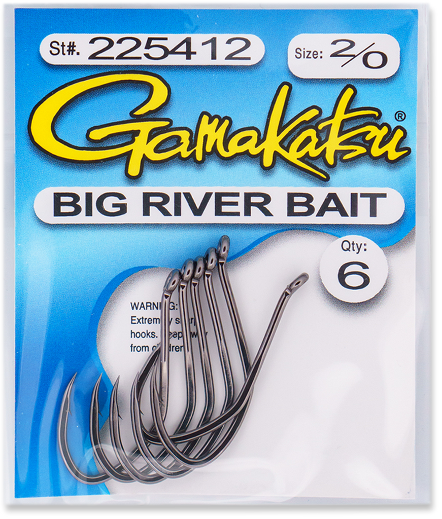 Gamakatsu Big River Bait Hook-6 Per Pack (Black, 3/0) : .co
