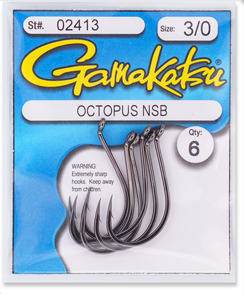Gamakatsu Black Octopus Hook, 100-Pack, Size 1/0, Hooks 