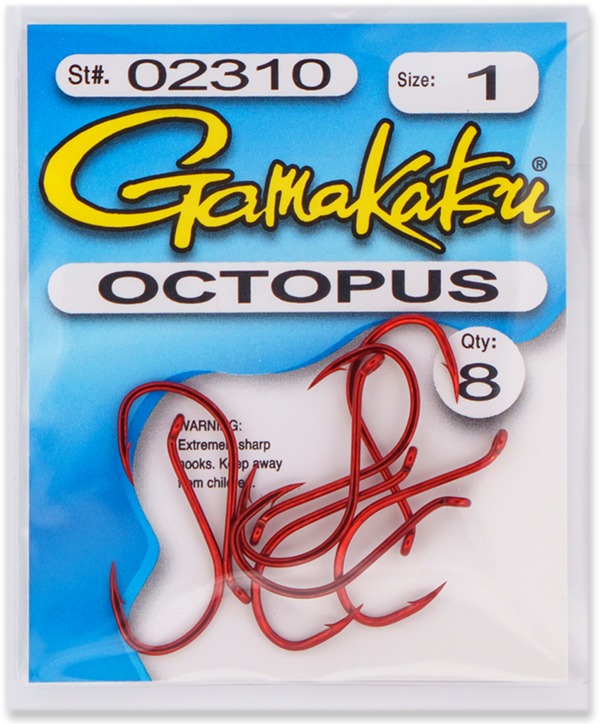 Gamakatsu Red Anodized Catfish Octopus Hooks 6 Pack