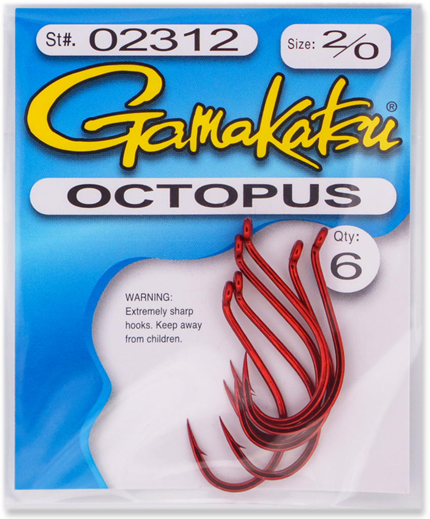 4 packs gamakatsu octopus hook size 3/0 red 6 per pack 02313 versatile