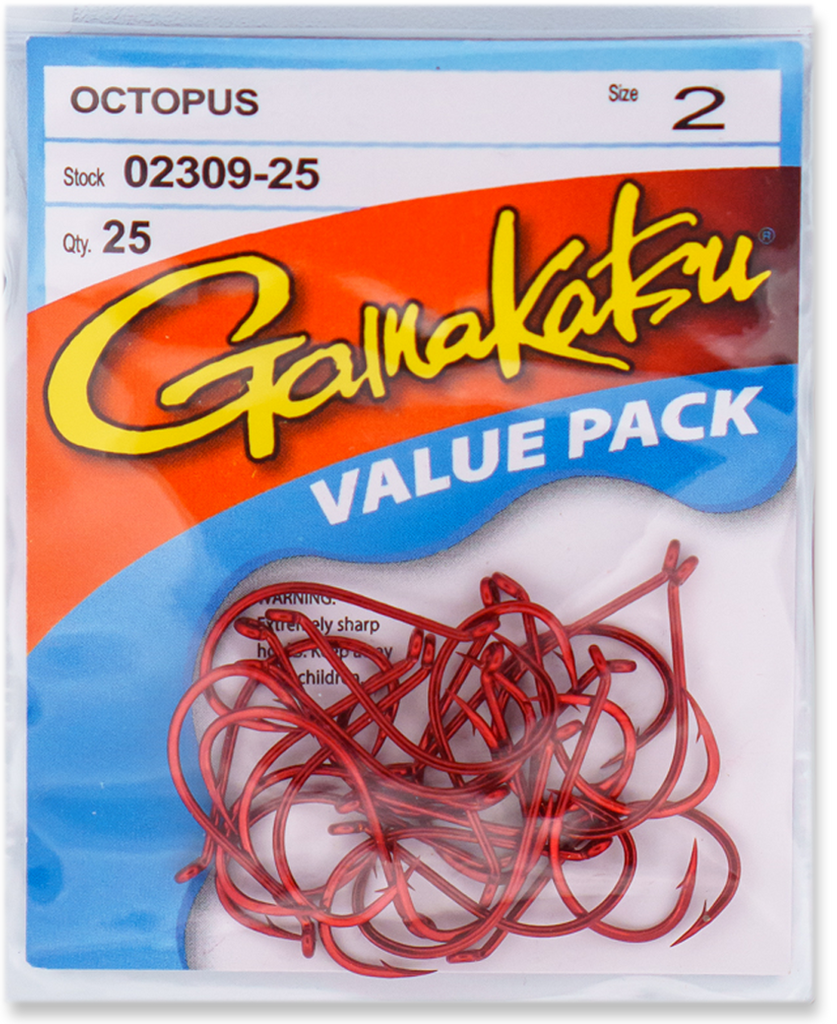 Gamakatsu Octopus Barbless Red Hooks Size 2 Salmon Steelhead Package of 8